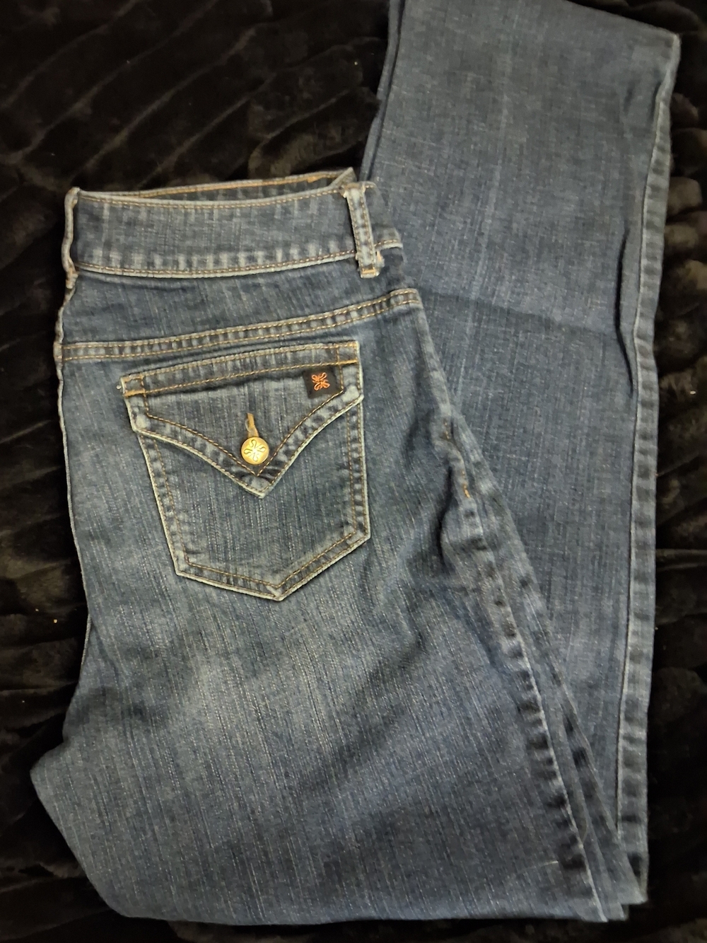 Simply Vera Vera Wang Dark Blue Skinny Jeans with Gold-Tone Pocket Button